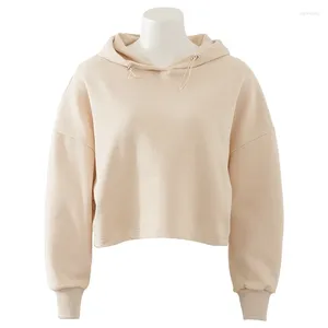 Sweat à capuche pour femmes, personnalisé, blanc, mode, haut court, décontracté, en coton éponge, pull à épaules tombantes, surdimensionné