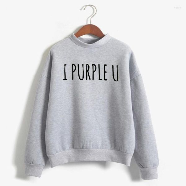 Sudaderas con capucha para mujer, sudadera bonita con estampado de letras I púrpura U, Otoño Invierno, Sudadera con capucha cálida de lana, ropa de calle de estilo coreano, Tops