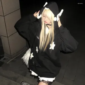 Dames Hoodies Deeptown Kawaii Vrouwen Japanse Y2k Ster Meisje Roze Harajuku Gothic Engel Rits Sweatshirts Oversize Cutecore Lolita Tops