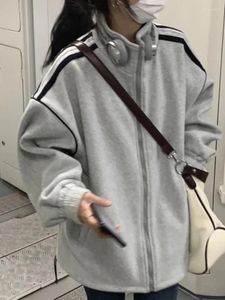 Sweats à capuche pour femmes Deeptown Mode coréenne Zip Up Gris Sweat Femmes Harajuku Vintage Streetwear Rose Casual Kpop Tops Automne Hiver