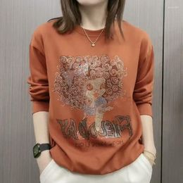 Sudaderas con capucha para mujer, jerseys informales con estilo y cuello redondo, ropa de otoño e invierno 2023, sudaderas holgadas con patrón de dibujos animados Chic coreano