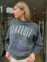 Hoodies voor dames vroege herfststijl zandletters Wit inkt