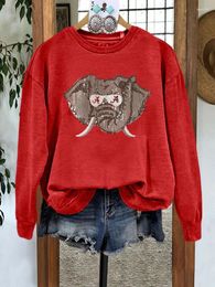 Sudaderas con capucha para mujer, sudadera con lentejuelas de elefante, suéter Vintage de animal rojo, jersey bonito, jerséis informales
