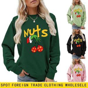 Dameshoodies Europese en Amerikaanse stijl Trendy losse topnoten Ronde hals Leuke bedrukte pullover-hoodie met lange mouwen