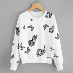 Women's Hoodies extra grootte oversized Moletons Women Butterfly Printing lange mouw casual sweatshirt pullover tops blouse