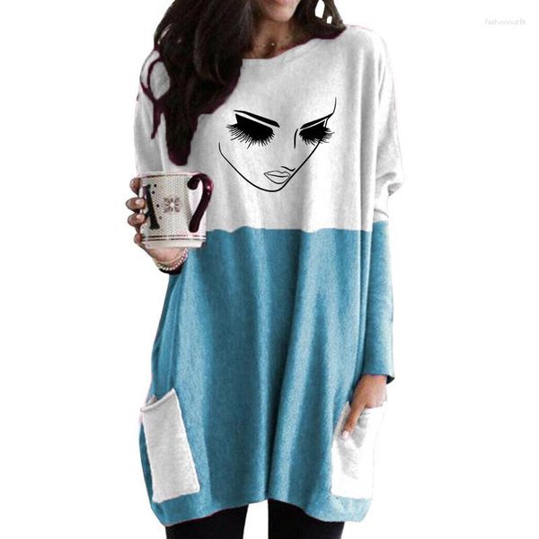 Felpe con cappuccio da donna Ciglia Eye Face Salon Letter Print Tasca lunga per donna Femmes Barber Gift Felpe con maniche primaverili da donna