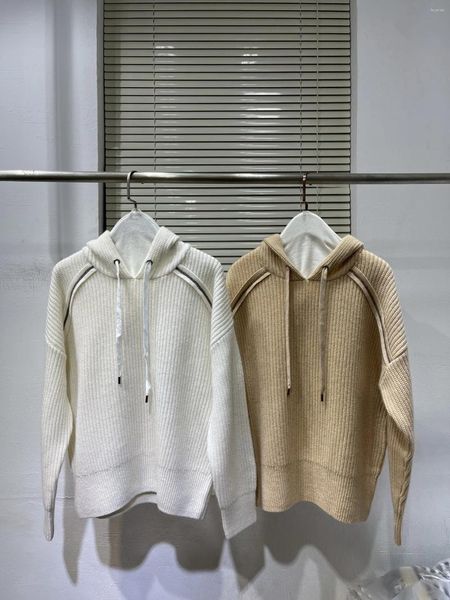 Sudaderas con capucha para mujer, jersey de otoño, sudadera con capucha de Cachemira de punto B C informal elegante, sudaderas para mujer, Top holgado de talla grande