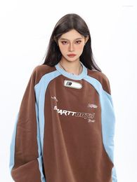 Sweats à capuche pour femmes Mode Automne Femmes Sweat-shirt à manches longues Harajuku Gothique Streetwear Hippie Patchwork Pulls Surdimensionnés Vêtements Coréens