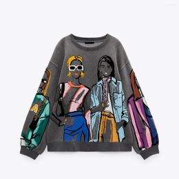 Sweats à capuche pour femmes Mode Dessin animé Imprimer Y2K Sweat Femmes Hiver Lâche Polaire Stitch Sweatshirts Femme À Manches Longues Chic Pulls Tops