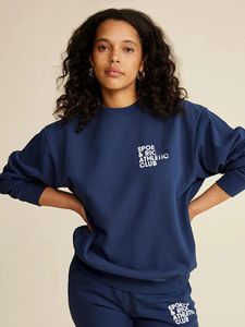 Sweats à capuche féminine Fashion Fun Blue Letter Print Sweatshirts Femmes Spring Loose Coton Coton Tapover Top Streetwear Harajuku American