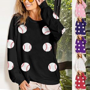 Dameshoodies Mode Glanzend Honkbal Pailletten Sweatshirt Leuke Sweatshirts Dames Bijgesneden voor de herfst