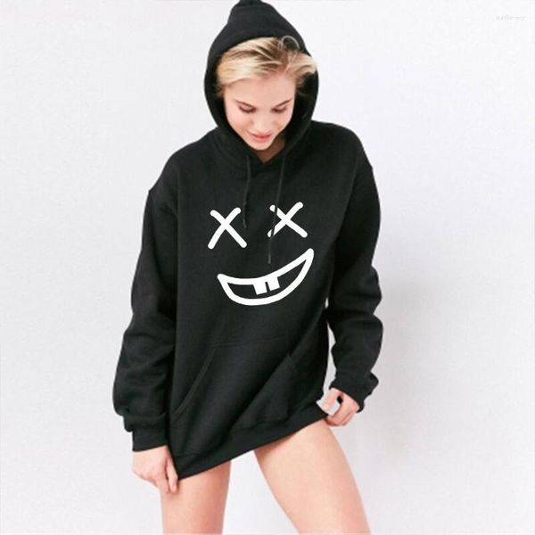 Sweatshirts de mode de mode pour femmes pour femmes Hoodie Big Smile Print Hotted Pulluvers Vêtements