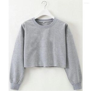 Dames Hoodies Mode Dames Dames Herfst Lange mouw Losse Casual Crop Tops Effen