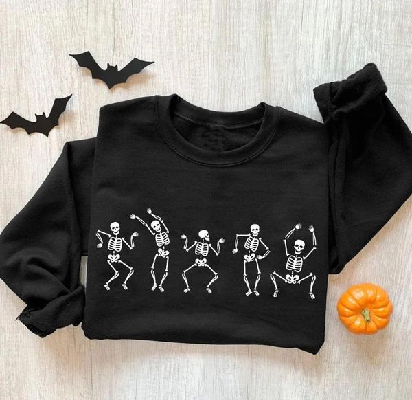 Sweats à capuche pour femmes Five Halloween Dancing Skeleton Sweat Funny Women Fashion Quote Tenue esthétique Casual Graphic Jumper Fit Pullovers