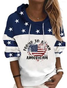 Sweat à capuche pour femmes et filles, mode drapeau américain, impression 3D, hauts à manches longues, décontracté, unisexe, Streetwear américain, vêtements à capuche