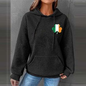 Sweat à capuche pour femmes, Slainte St. Day, couleur imprimée, décontracté, automne 2024, pull à capuche, hauts avec queue, tunique pour femmes