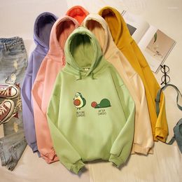 Sweats à capuche femme drôle avocat femmes sweats 2023 Kpop mode petit frais végétalien Kawaii dessin animé haut décontracté chaud femme graphique sweat à capuche