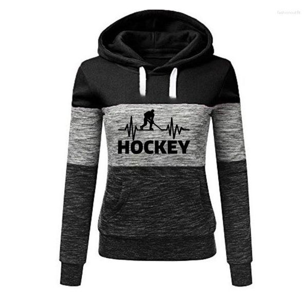 Sudaderas con capucha para mujer, divertidas camisetas con estampado de letras para mamá de Hockey, Tops informales con empalme para mujer, regalo para el día de la madre, sudaderas de manga larga y dulce de otoño