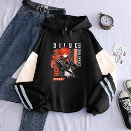 Women's Hoodies Genshin Impact Fashion Mondstadt Boy Cartoon Poster Graphics Diluc Ragnvindr Men Women Long Sleeve Winter Sweatshirts