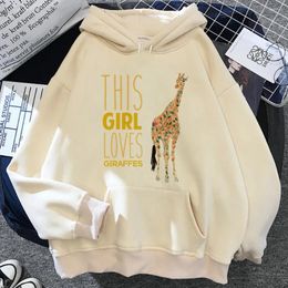 Sweats à capuche pour femmes Girafe Femmes Anime 2023 Style coréen Haut à manches longues Chemise à capuche Hoddies