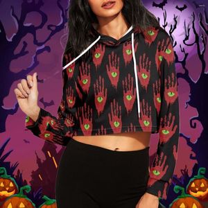 Hoodies voor dames gotische bloedpalm en ogen patroon mode mode sweatshirt dames hiphop lange mouw tops Halloween kostuum