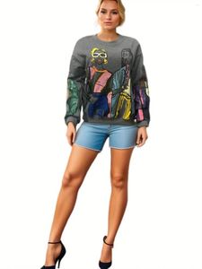 Gotola – sweat-shirt à capuche pour femmes, vêtements chauds avec col rond en velours, ample, imprimé, sans chapeau, automne et hiver 2024