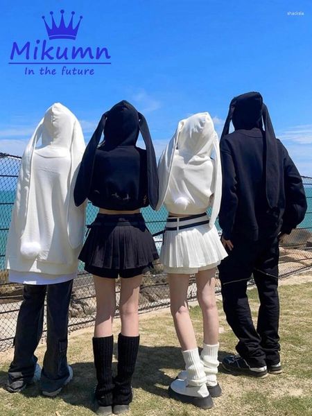 Sweat à capuche gothique Harajuku pour femmes, noir et blanc, Kawaii, ample, manteaux avec fermeture éclair, mode Streetwear, vêtements d'extérieur, automne