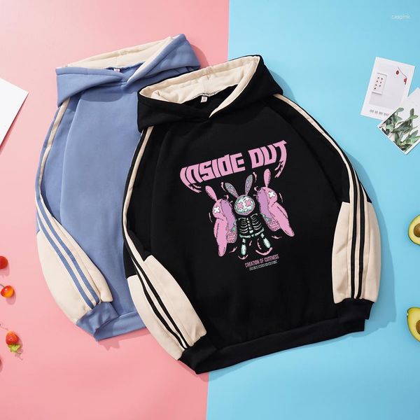 Sudaderas con capucha Harajuku Y2k para mujer, Tops con estampado de dibujos animados de muñeco de esqueleto creativo, de punto de Color hechizo, Sudadera con capucha Kawaii