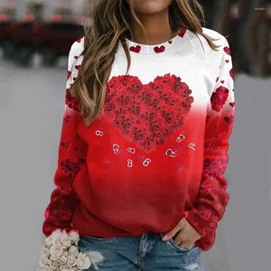 Hoodies voor dames Hoddies Autumn Pullover Long Sleeve Valentijnsdag Sweatshirts T-shirts 3D Gedrukte grafische liefde O nek Oversized T-shirt