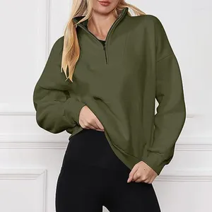 Sweats à capuche pour femmes Ambience extérieure Ambience Half Zip Sweat-shirt Quarter Couleur solide Pullor Cropué Vêtements d'automne