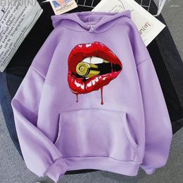 Sudaderas con capucha para mujer Suéter con capucha Moda Labios Impreso Sudadera Múltiples colores Personalidad