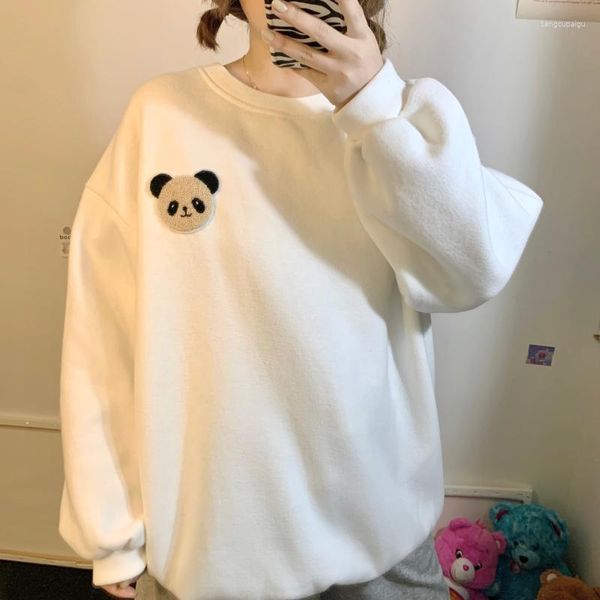 Sweat à capuche femme sweat à capuche Kawaii Panda rose col rond à manches longues pull Streetwear automne hiver manteau Style décontracté mode 2023