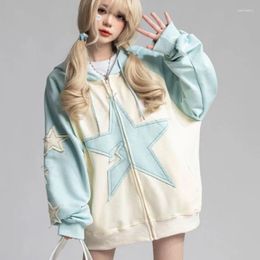 Sweats à capuche pour femmes Houzhou Japonais Y2K Sweat à capuche Femmes Preppy Style Kawaii Oversize Star Sweatshirts Mode coréenne Mignon Streetwear Vintage