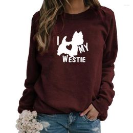 Sweats à capuche pour femmes I Love My Westie Terrier Dog Letter Print Femmes Printemps Hiver Sweatshirts Pour Femme Femmes Sweet Animal Lover Gift