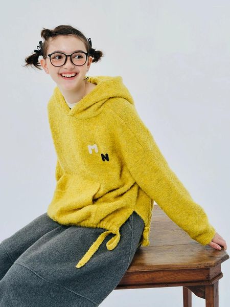 Sweats à capuche pour femmes IMAKOKONI Design Original jaune à manches longues pull en peluche lettre sweat à capuche vêtements de mode 244435