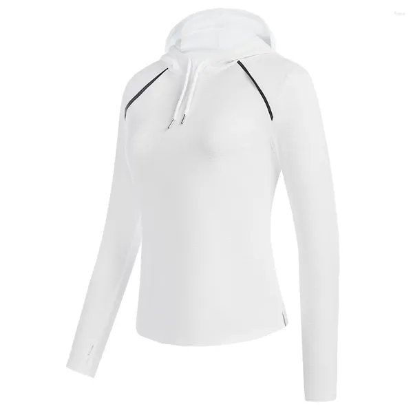 Sudaderas con capucha para mujer JS Camisa deportiva con capucha para mujer Camisetas con abertura lateral de manga larga transpirables