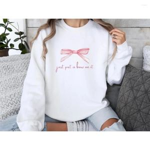 Sweats à capuche pour femmes Just Put A Bow On It Sweatshirt Ludique Chic Confort Chemise sans effort Coquette Esthétique Y2k Mignon Rose Kawaii Harajuku