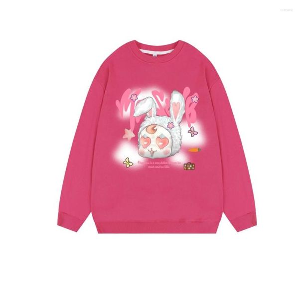 Sudaderas con capucha para mujer, Tops rosas con estampado Floral de dibujos animados Kawaii para mujeres y hombres, sudaderas de invierno Unisex de talla grande Harajuku Y2k, jerséis 2023