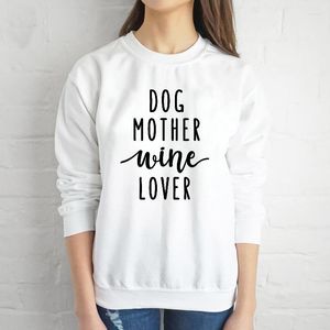 Dames Hoodies Kawaii Hond Moeder Wijnliefhebber Katoen Dames Sweatshirt Volledige lange mouw Mama Top Shirt Ronde hals Pullover MOM Cadeau Vrouwelijk