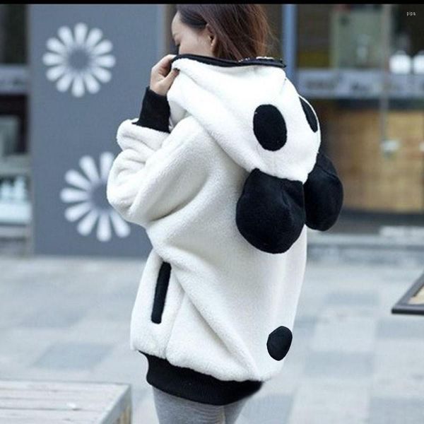 Sweat à capuche pour femmes kawaii femme de fourrure mignon ours oreille panda hiver sweat à capuche chaud veste à capuche