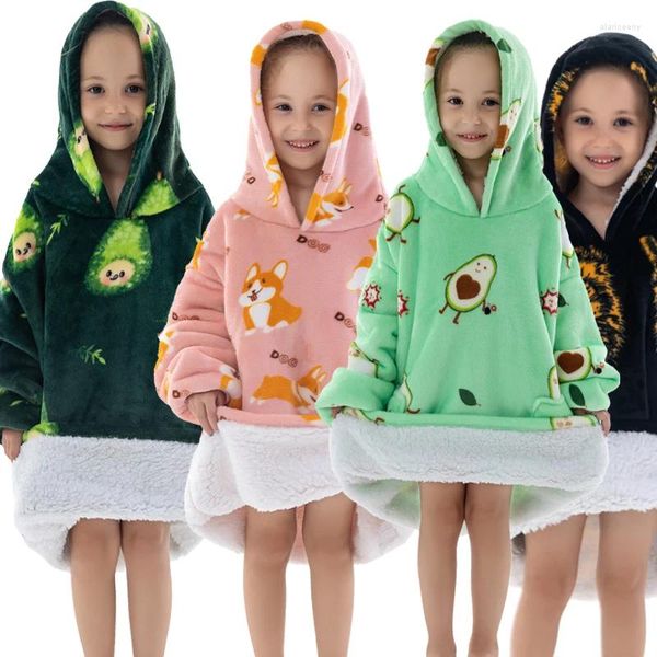 Sudaderas con capucha para mujer Niños Bebés Cálida y gruesa Manta usable de gran tamaño Sudadera con capucha para invierno Sudadera con capucha gigante con mangas Animal de dibujos animados