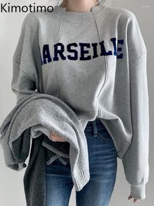 Sweats à capuche pour femmes Kimotimo Lettre décontractée Print Sweatshirts Pullover Femmes Automne Automne Irrégulet O TOPS