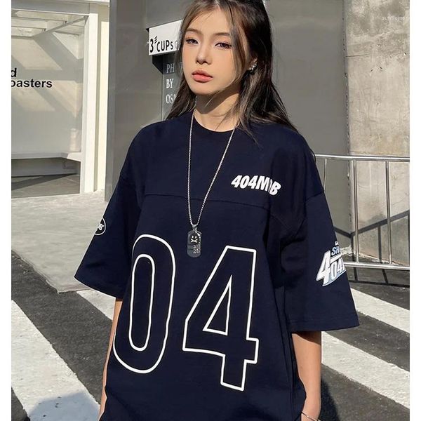 Sweat à capuche pour femmes coréen Heavy Cotton Summer American Retro Street Hockey Uniforme Loose Casual Imprimé à manches courtes à manches courtes pour hommes