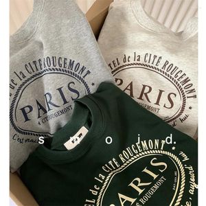 Sweats à capuche pour femmes coréen ORE automne col rond sweat pour femmes américain rétro imprimé ample surdimensionné décontracté à manches longues coton pull