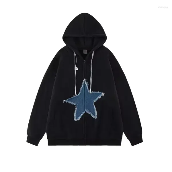 Suppinas de 5 estrellas de sudadera con capucha para mujeres suéteres con capucha de 5 estrellas otoño e invierno peleando estrella retro y2k harajuku 90s de gran tamaño pareja street