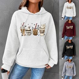 Dameshoodies Damessweatshirt met capuchon Drankprint Petite Fleece Dames atletische trui met capuchon Lange halve ritssluiting