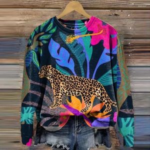 Sweats à capuche pour femmes Leopard 3d imprimé femmes Fashon Sweat à capuche Tiger Sweats Sweatshirt Round Neck Mounds Floral Vêtements