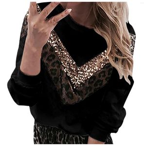 Dames hoodies luipaardprint harajuku blouse pailletten patchwork trendy losse pullover sweatshirt streetwear shirt blusas chemise