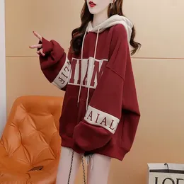 Sudaderas con capucha para mujer Sudadera con letras Abrigo de primavera y otoño Top de estudiante de longitud media para mujer Ropa vintage coreana Ropa femenina Adolescentes