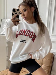 Sweats à capuche pour femmes Londres 1970 Lettre simple Imprimer Femmes Sportswear Confortable Polaire Manches longues Vintage Fashion Tops All-Math Soft Femme